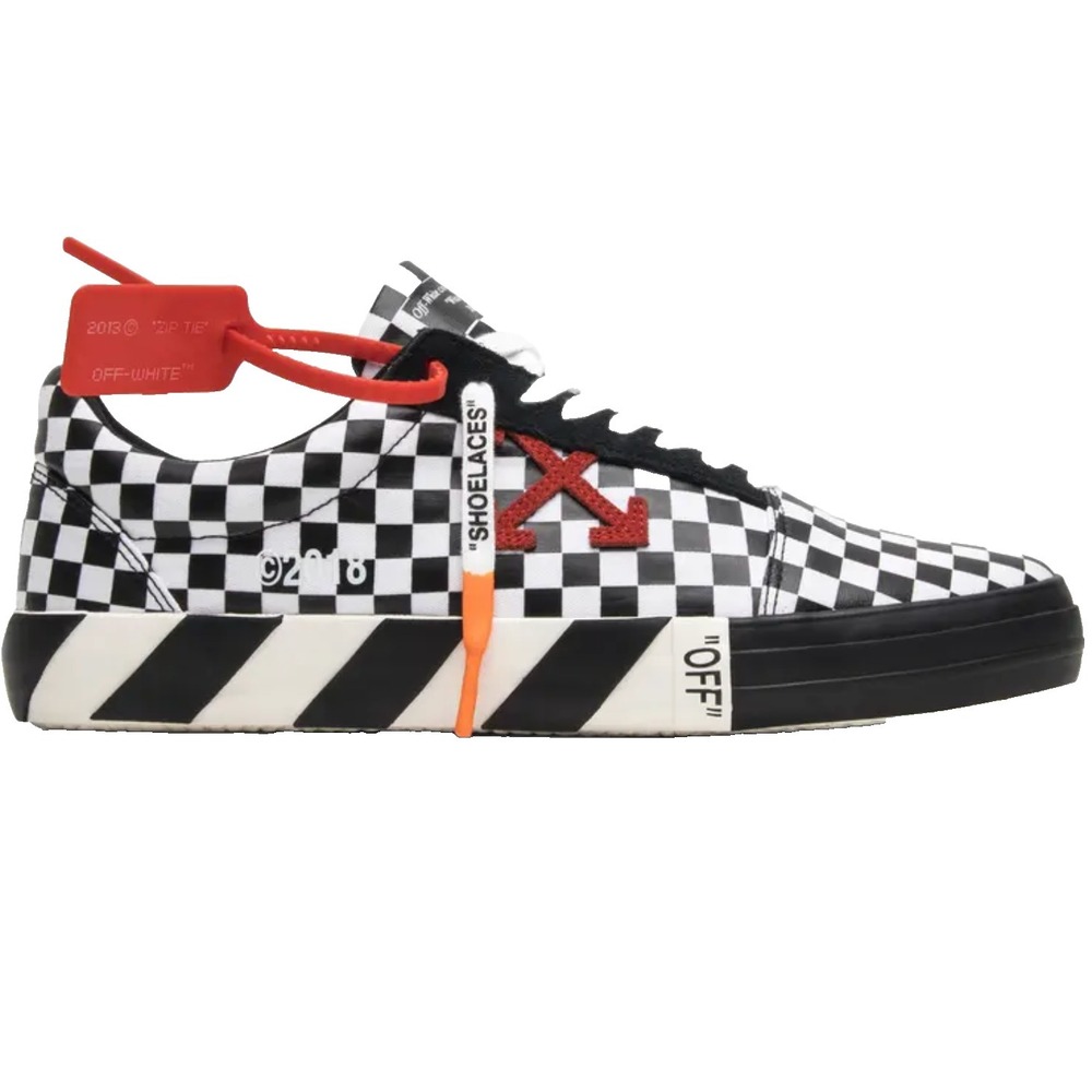 OFF-WHITE Vulc Low Top Checkered Black White 2018 Womens 9.5 Mens 8 UK 7 EU 41